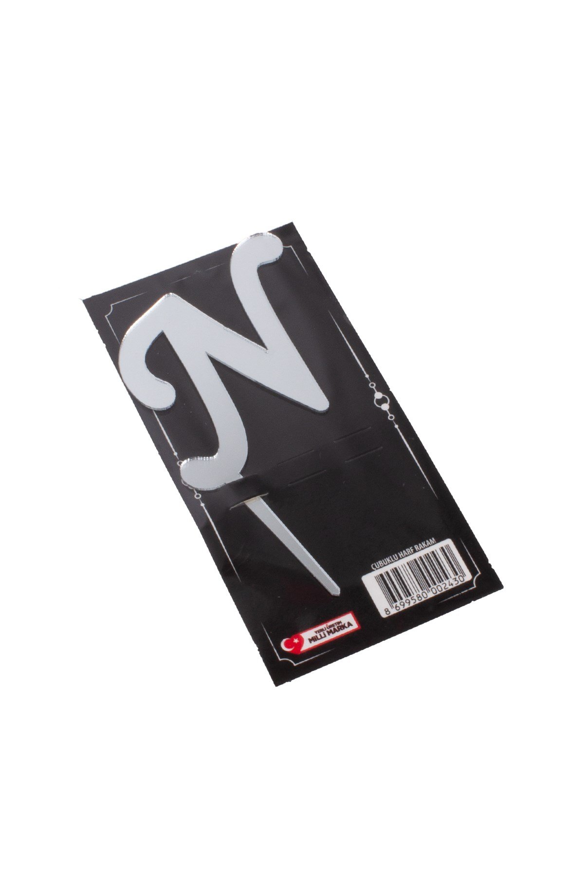 N Harf Pasta Üstü Pleksi Yazı Gümüş 12cmPartistST2340