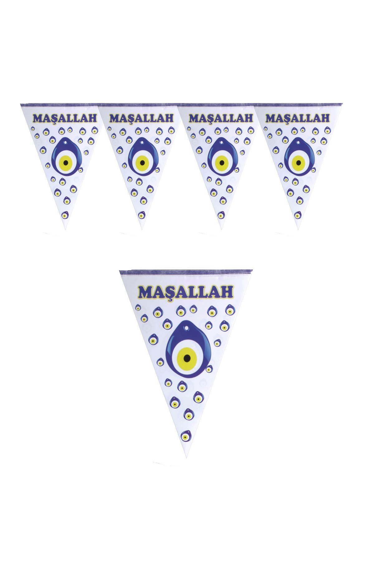 Nazar Boncuklu Maşallah Üçgen Flama 200cmPartistST1861
