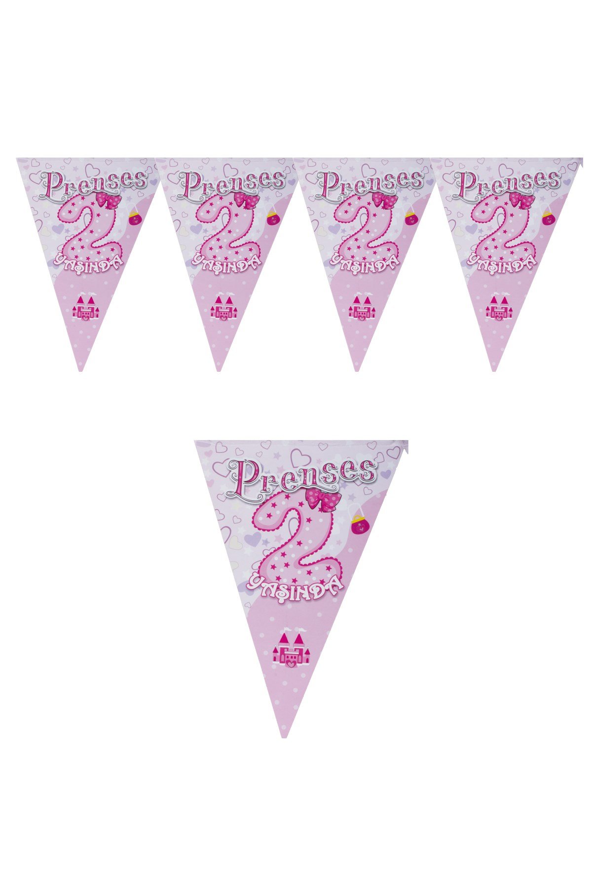 Prenses 2 Yaşında Pembe Üçgen Flama 200cmPartistST1867