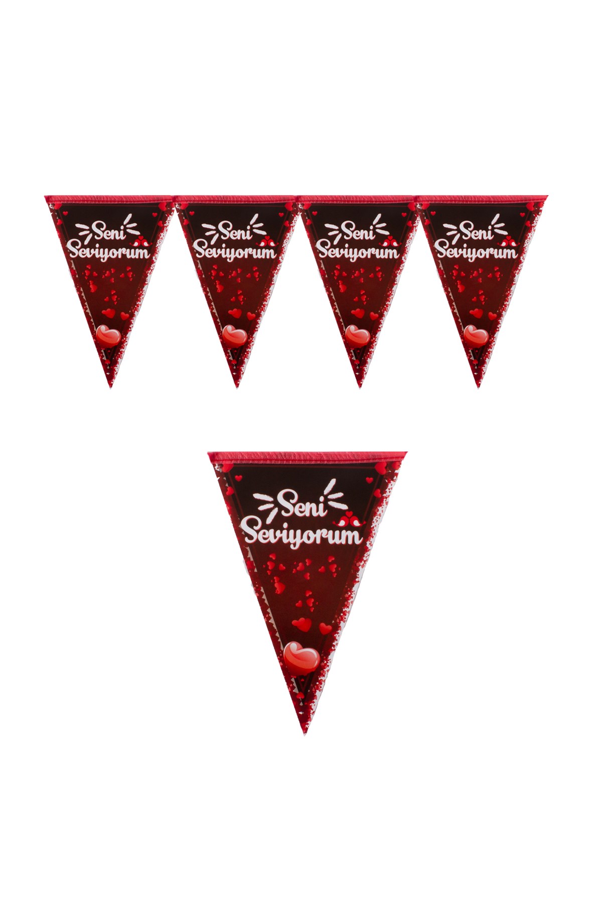 Seni Seviyorum Kırmızı Üçgen Flama 200cmPartistST1854