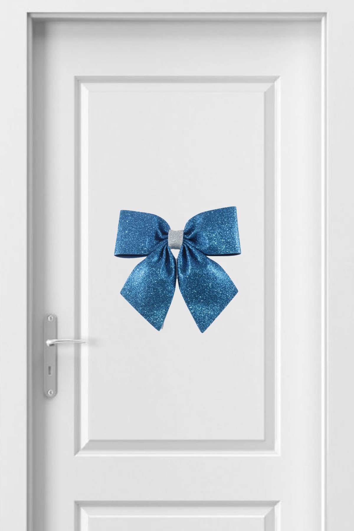 Simli Eva Büyük Fiyonk Mavi Gümüş 25*25cmPartistST2918