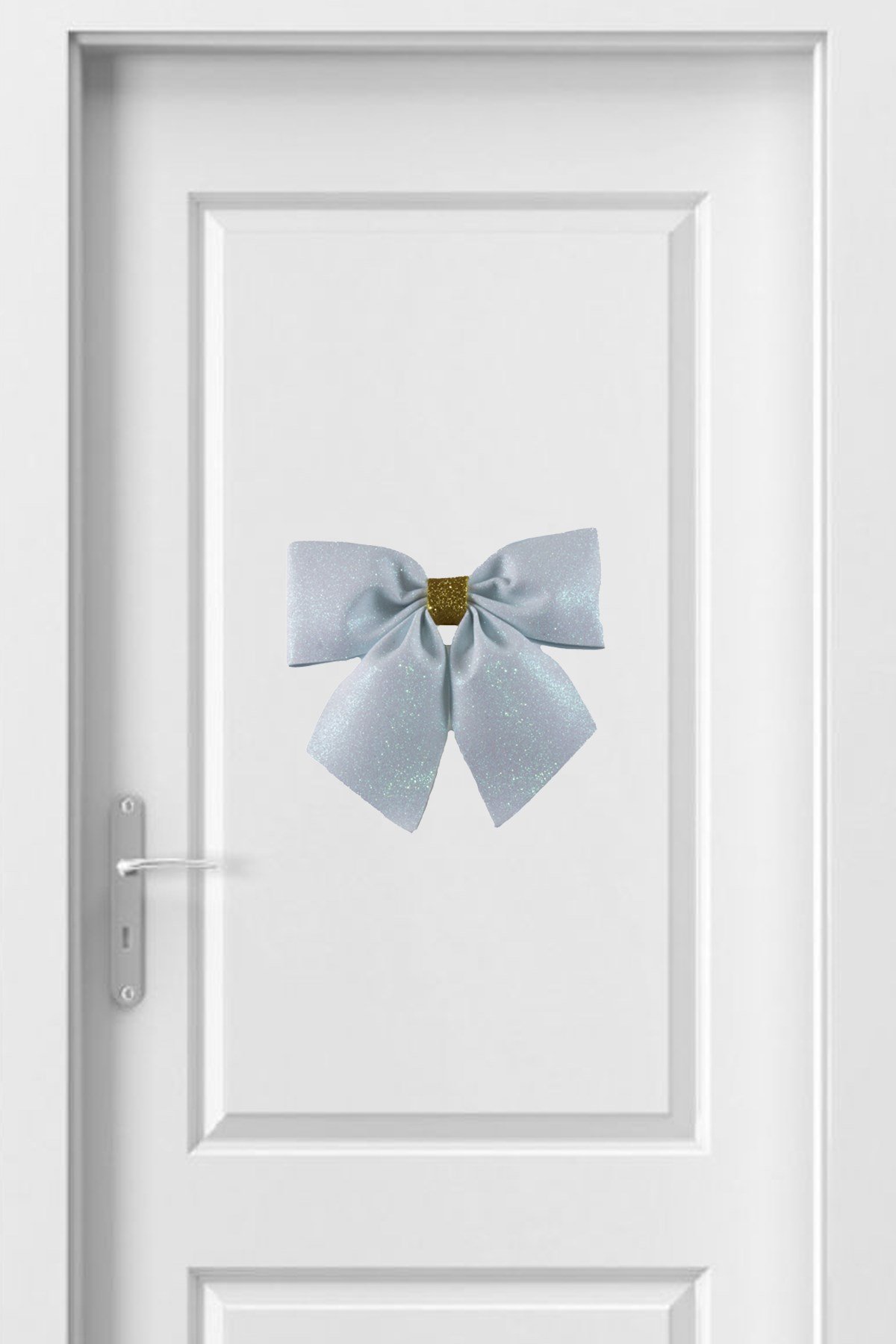 Simli Eva Büyük Fiyonk Beyaz Gold 25*25cmPartistST2916