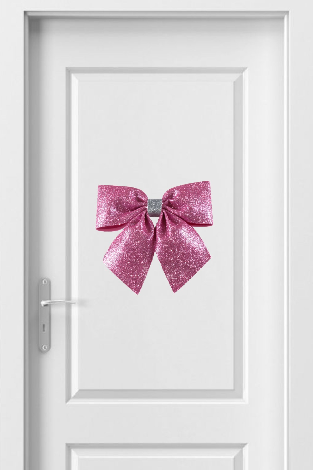 Simli Eva Büyük Fiyonk Pembe Gümüş 25*25cmPartistST2917