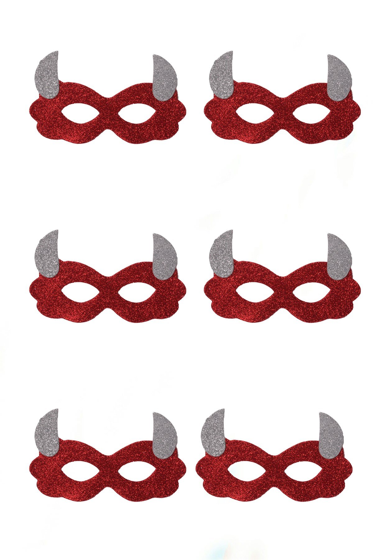 Simli Eva Papatya Gözlük Kırmızı Gümüş 6 AdetPartistST2859