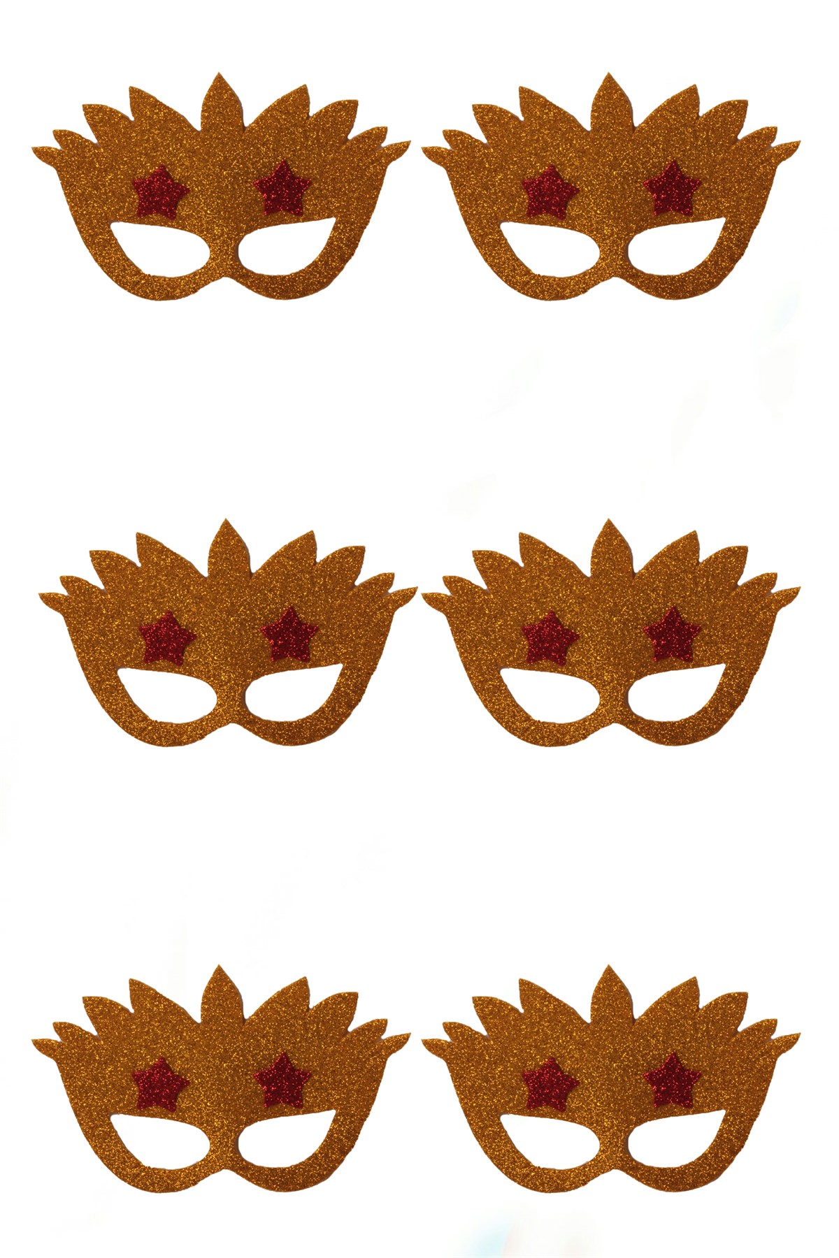 Simli Eva Yaprak Yıldızlı Gözlük Gold Kırmızı 6 AdetPartistST2861