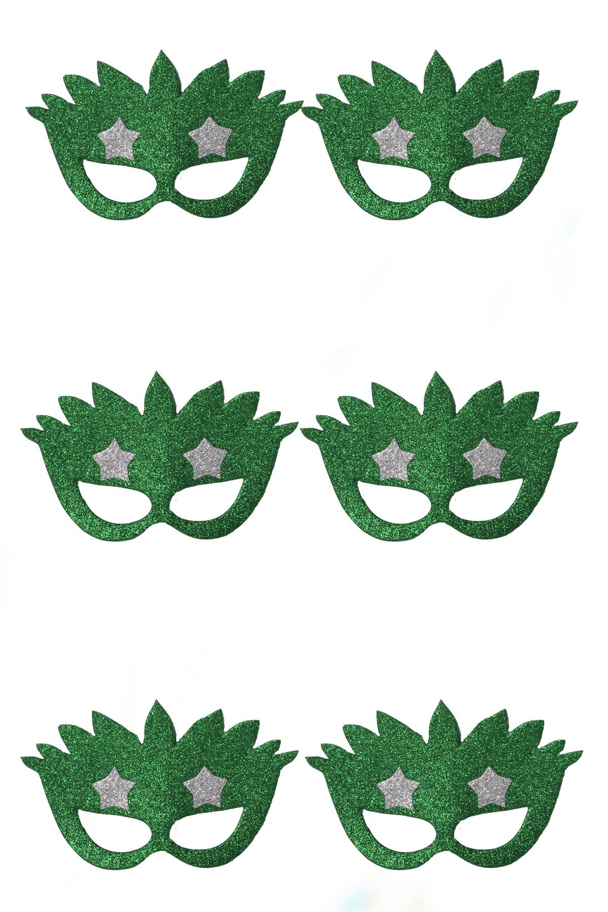 Simli Eva Yaprak Yıldızlı Gözlük Yeşil Gümüş 6 AdetPartistST2862