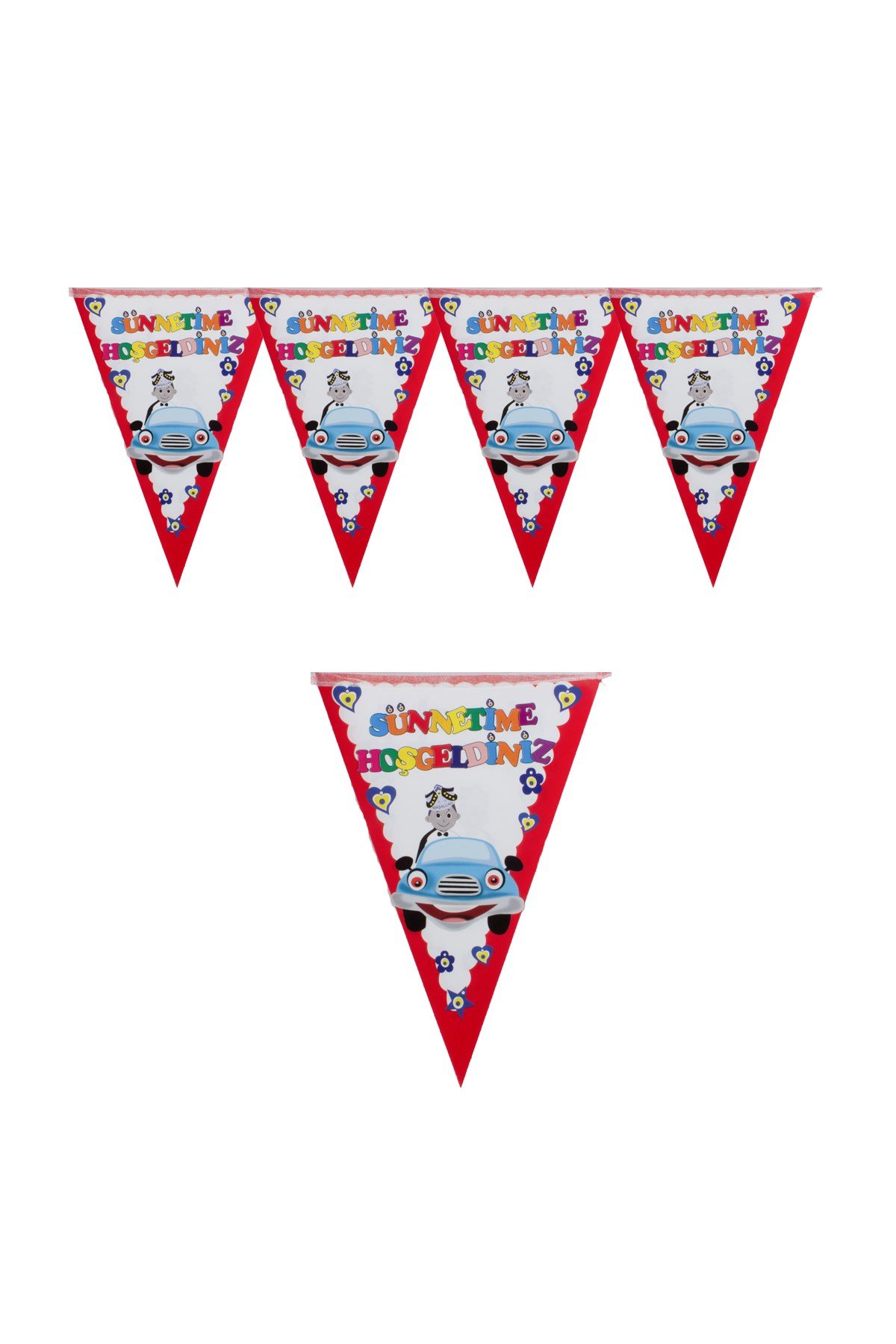 Sünnetime Hoşgeldiniz Üçgen Flama Kırmızı 200cmPartistST3958