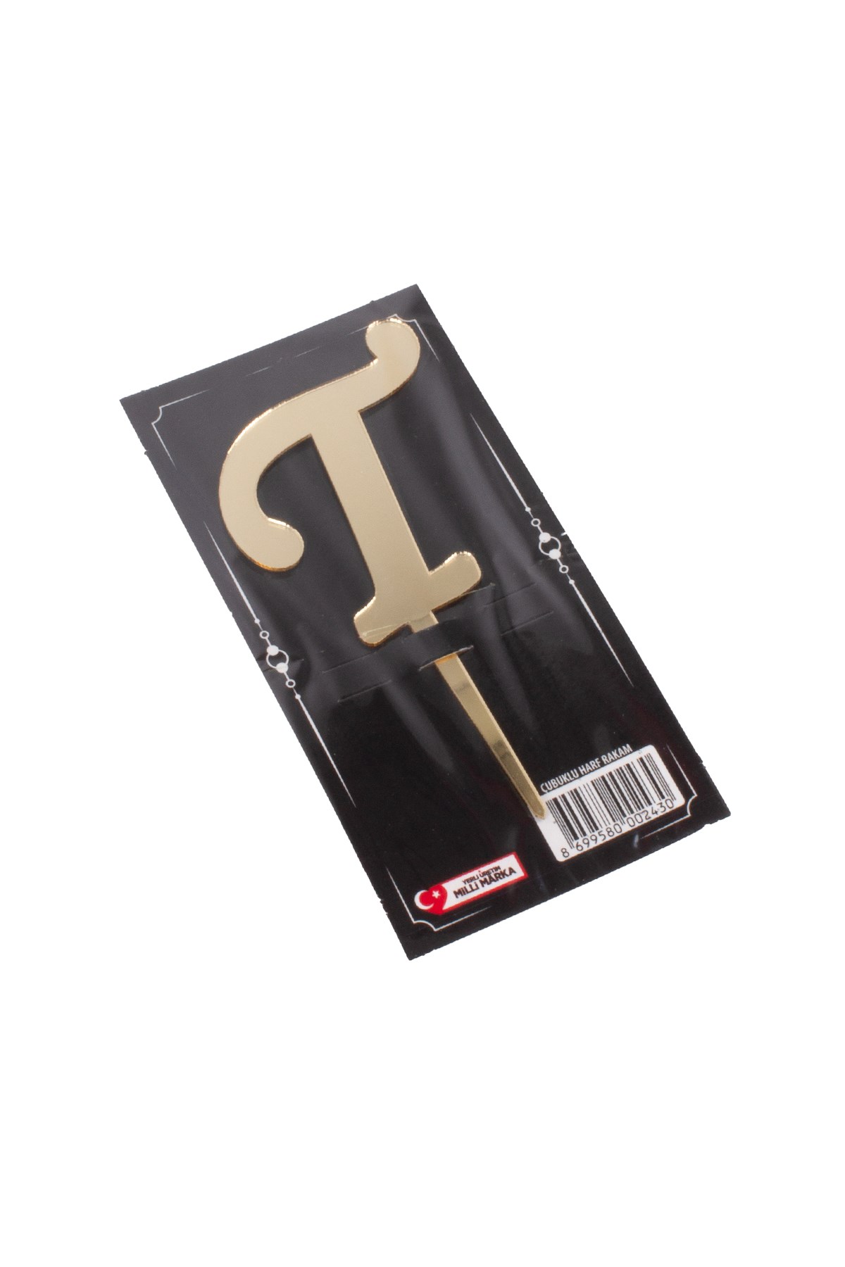 T Harf Pasta Üstü Pleksi Yazı Gold 12cmPartistST2353