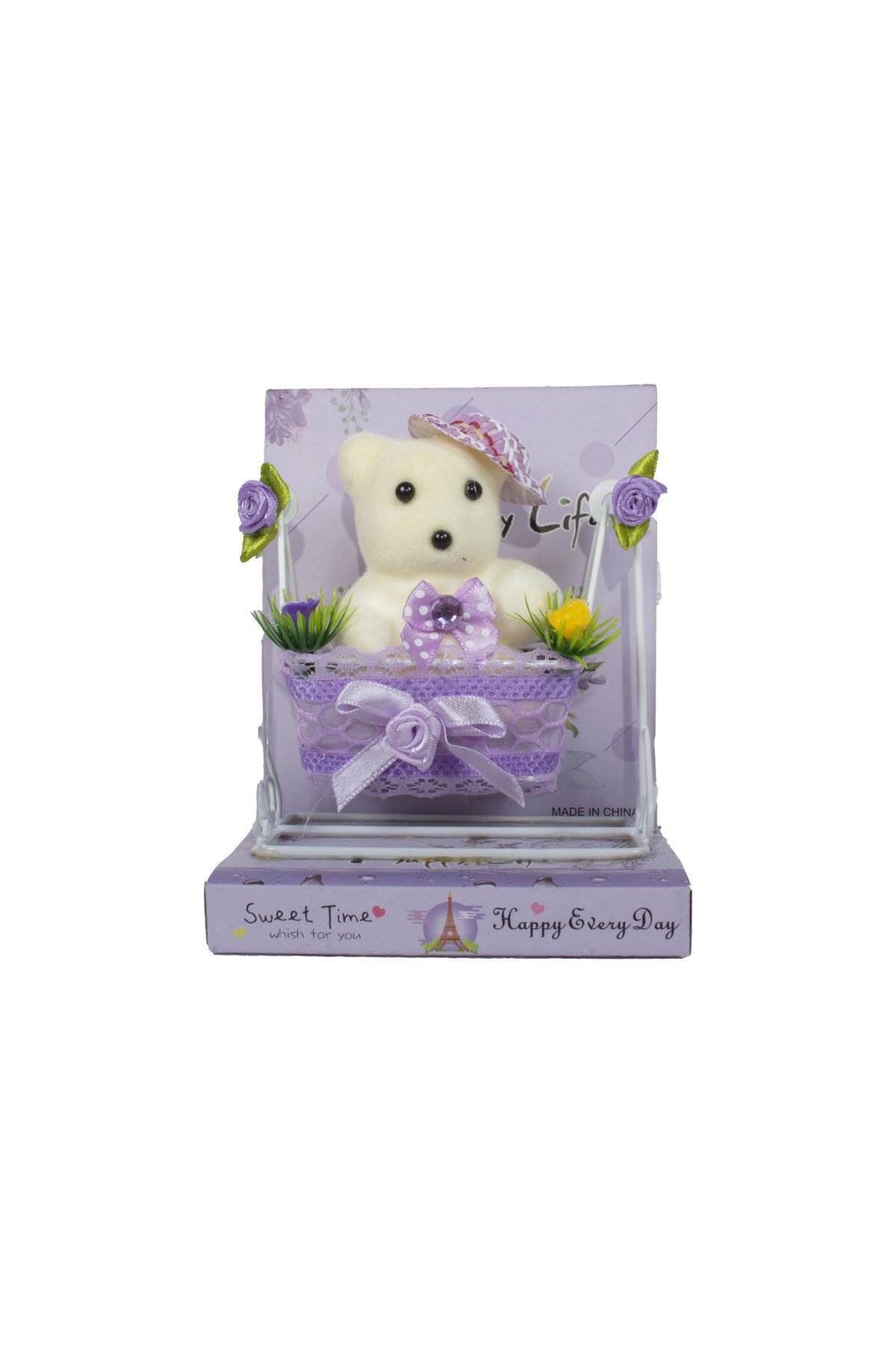 Salıncaklı Ayıcık Dekoratif Eşya MorPartistST3627