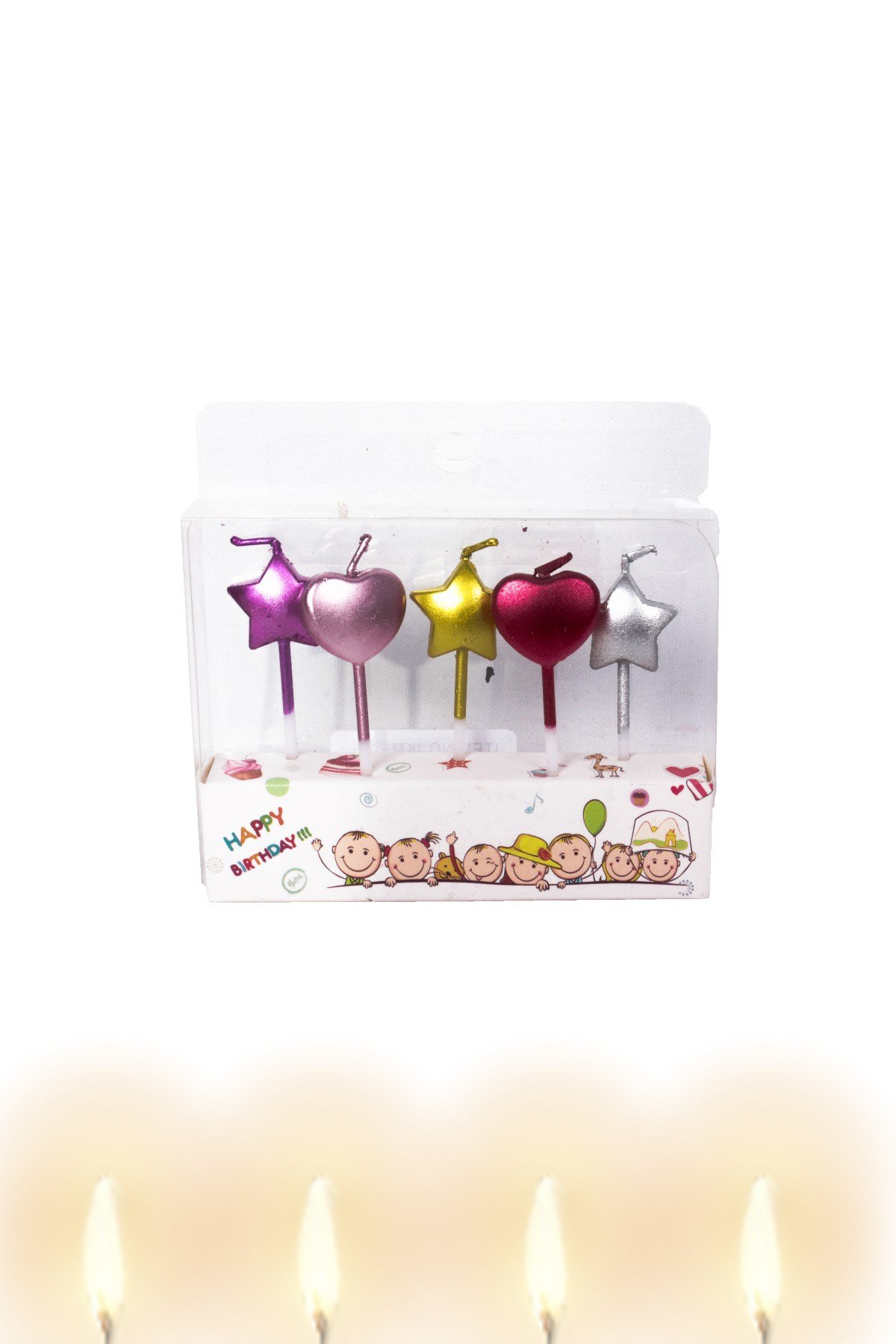 Krom Balon ve Yıldız Temalı Pasta Mumu MiniPartistST3023