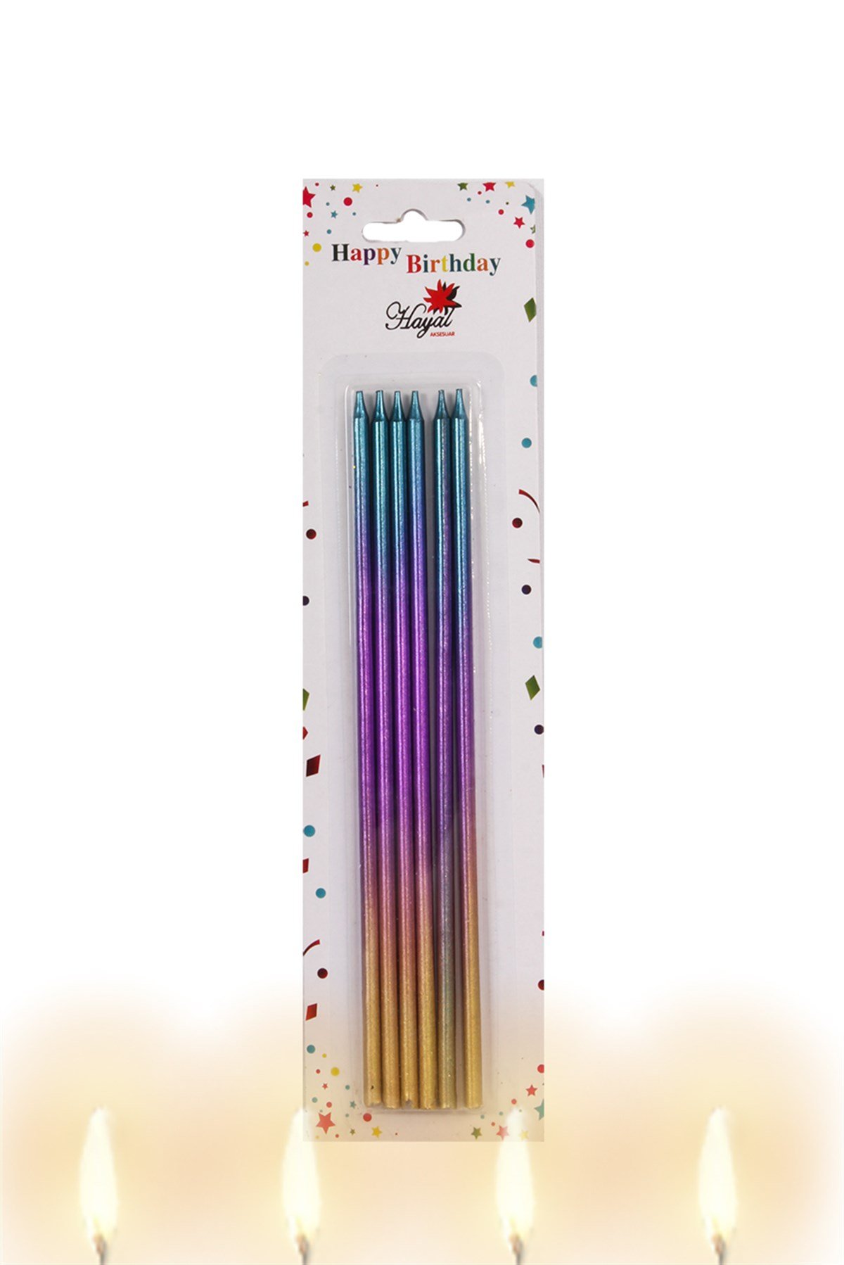 Krom Rengarenk Mum Çubuk 20cm 6'lıPartistST3034