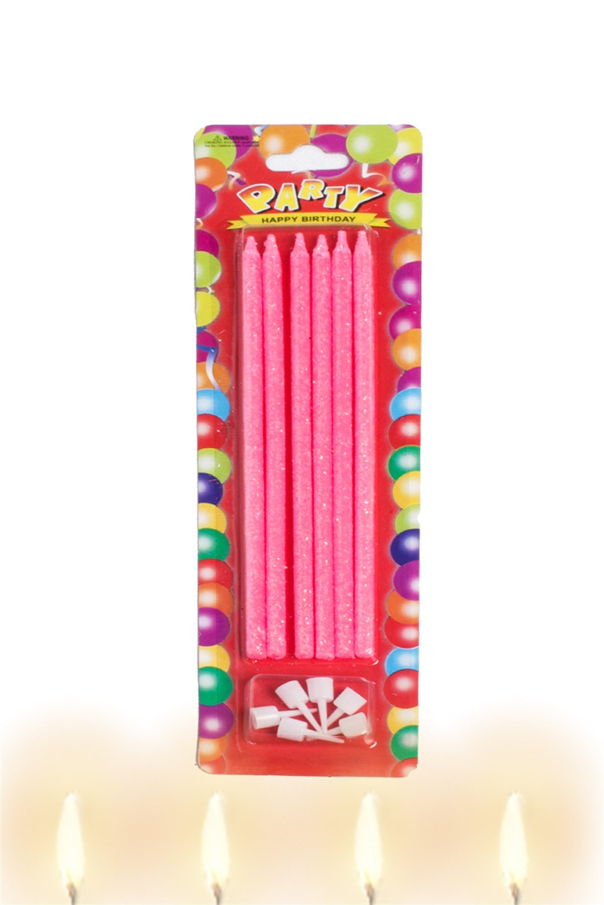 Pembe Simli Pasta Mumu 14cm 6'lıPartistST3009