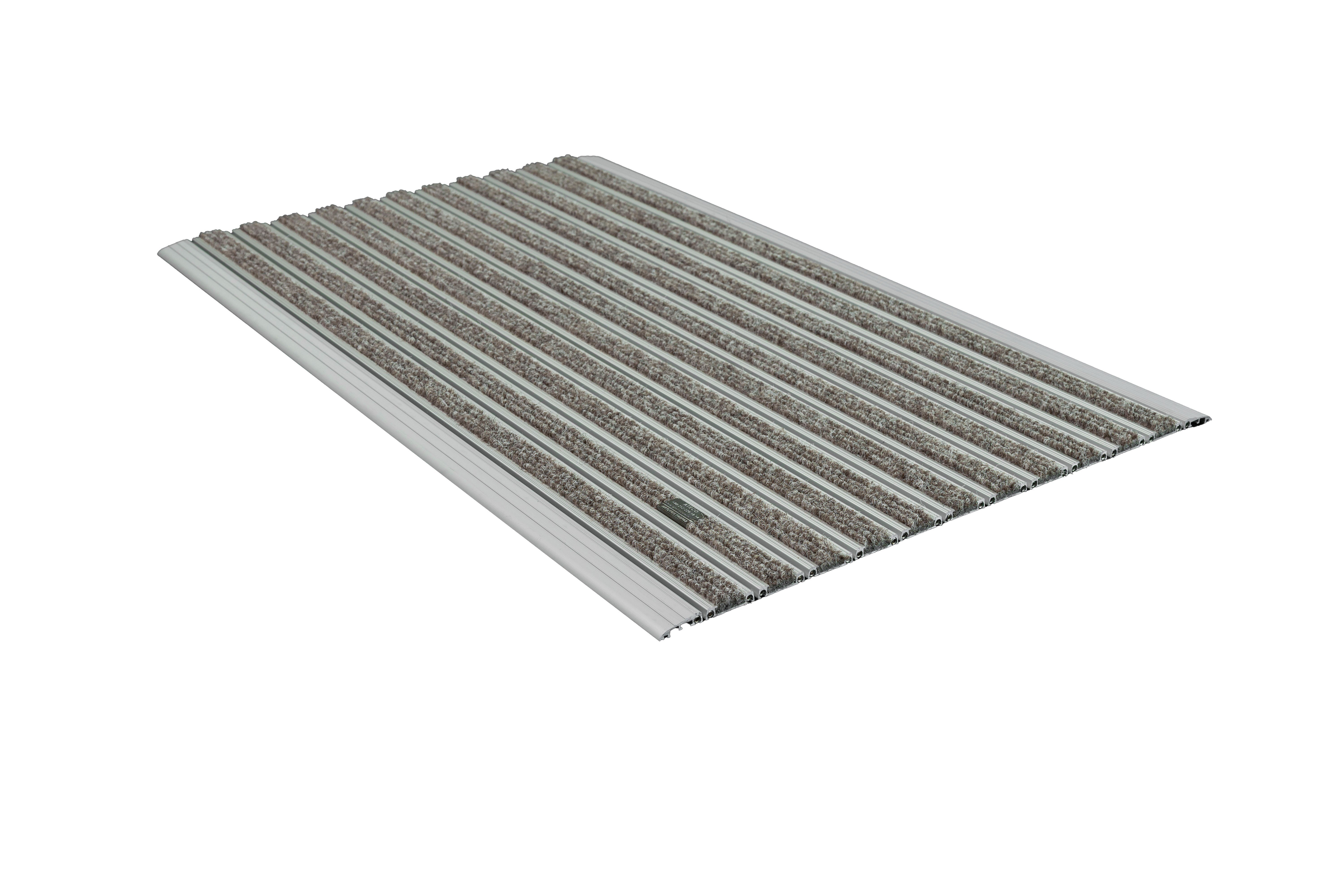 10 mm Devetüyü Rip Halı Yüzeyli 55*90 cm Alüminyum Paspas