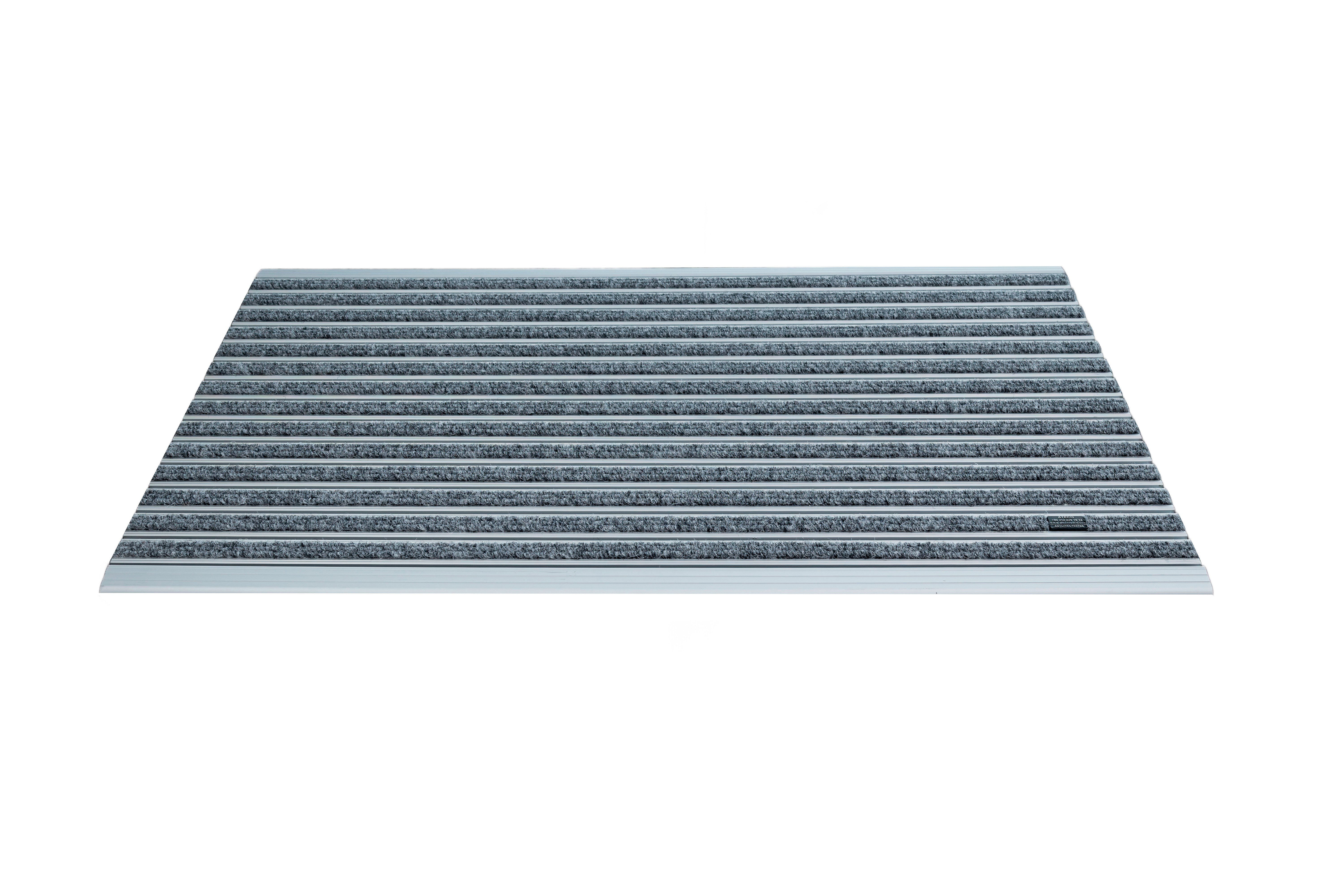 10 mm Gri Rip Halı Yüzeyli 69*110 cm Alüminyum Paspas