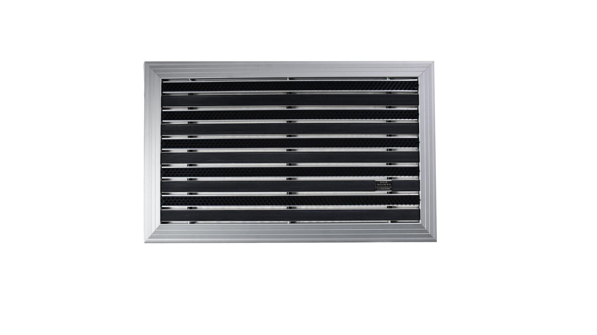 Artlines 20 mm 45X70 cm Kauçuk+Siyah Yuvarlak Fırça Yüzeyli Alüminyum Paspas
