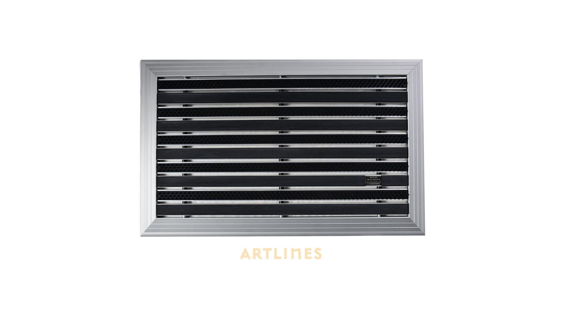 Artlines 20 mm 55X90 cm Kauçuk+Siyah Yuvarlak Fırça Yüzeyli Alüminyum Paspas