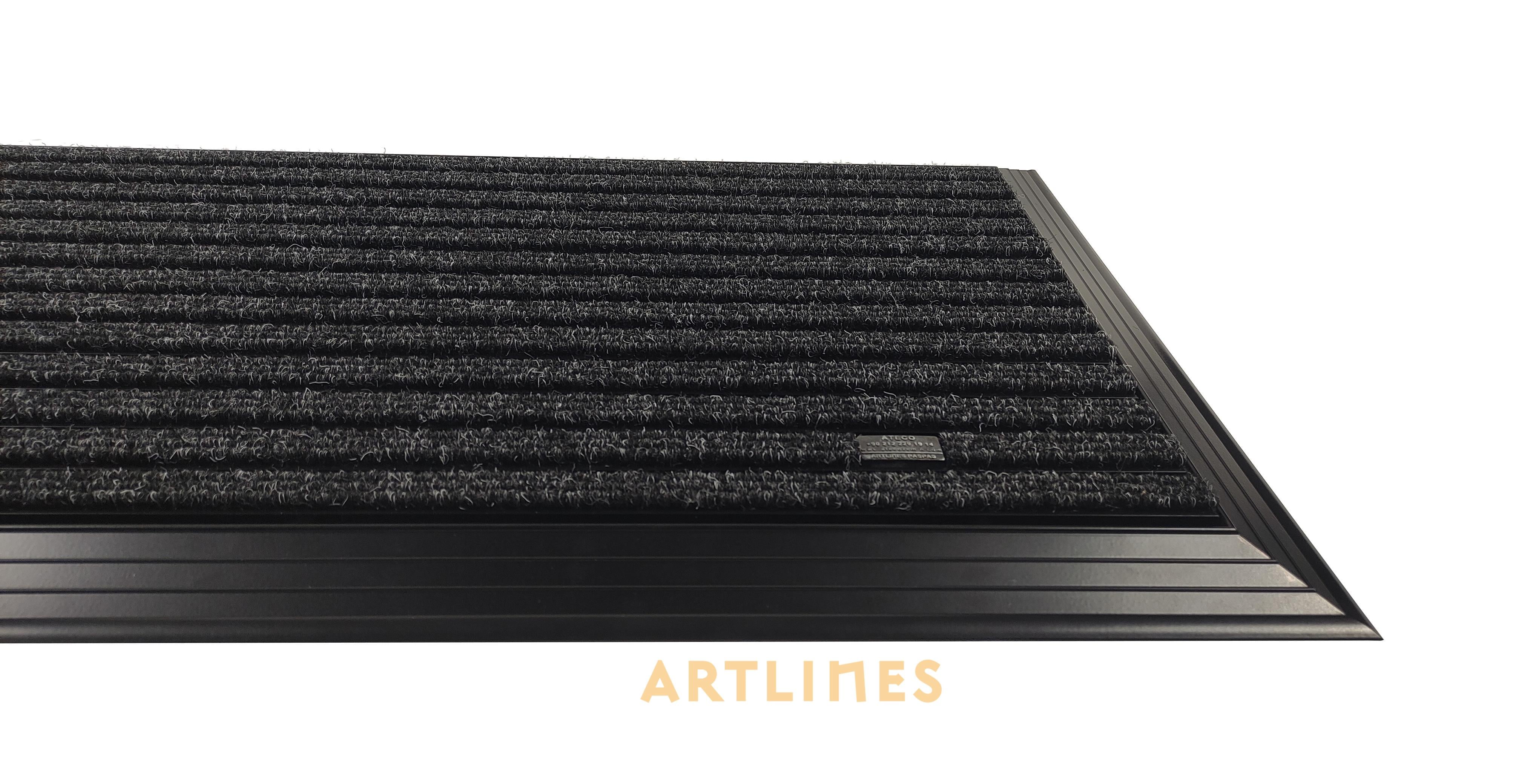 Artlines 20 mm 55x90 cm Siyah Rip Halı Yüzeyli Siyah Alüminyum Paspas