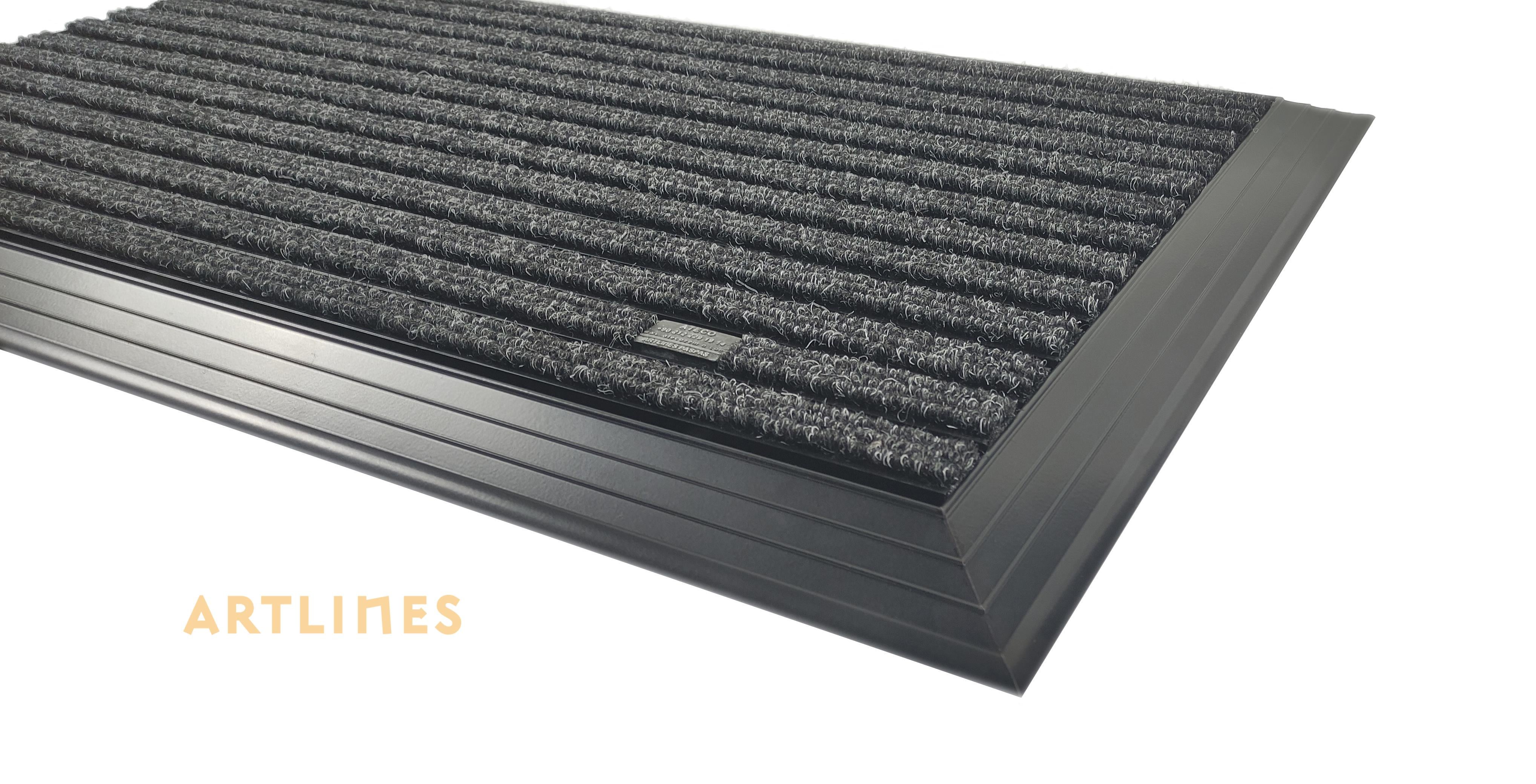 Artlines 20 mm 55x90 cm Siyah Rip Halı Yüzeyli Siyah Alüminyum Paspas