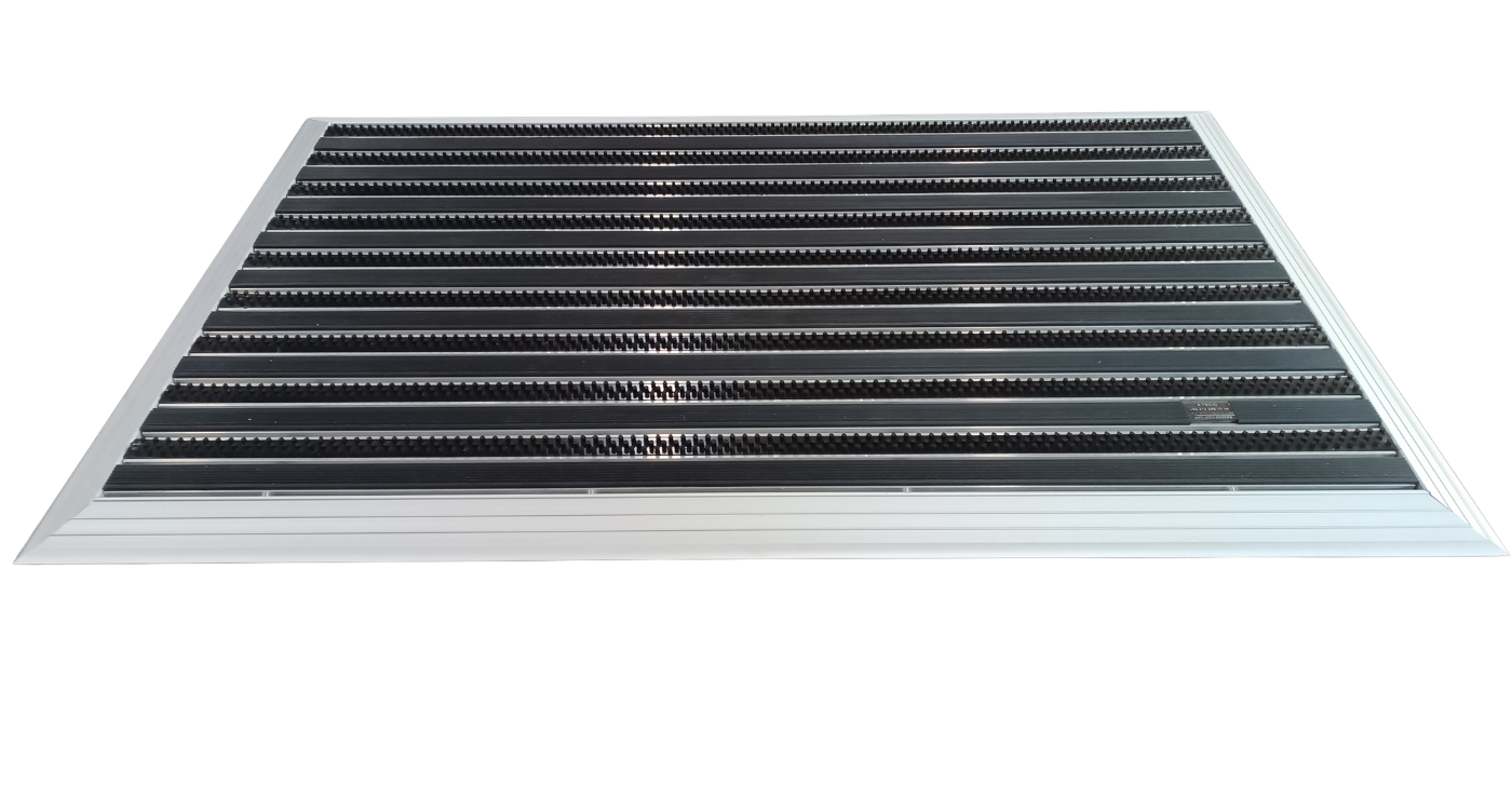 Artlines 20 mm 70X110 cm Kauçuk+Siyah Yuvarlak Fırça Yüzeyli Alüminyum Paspas