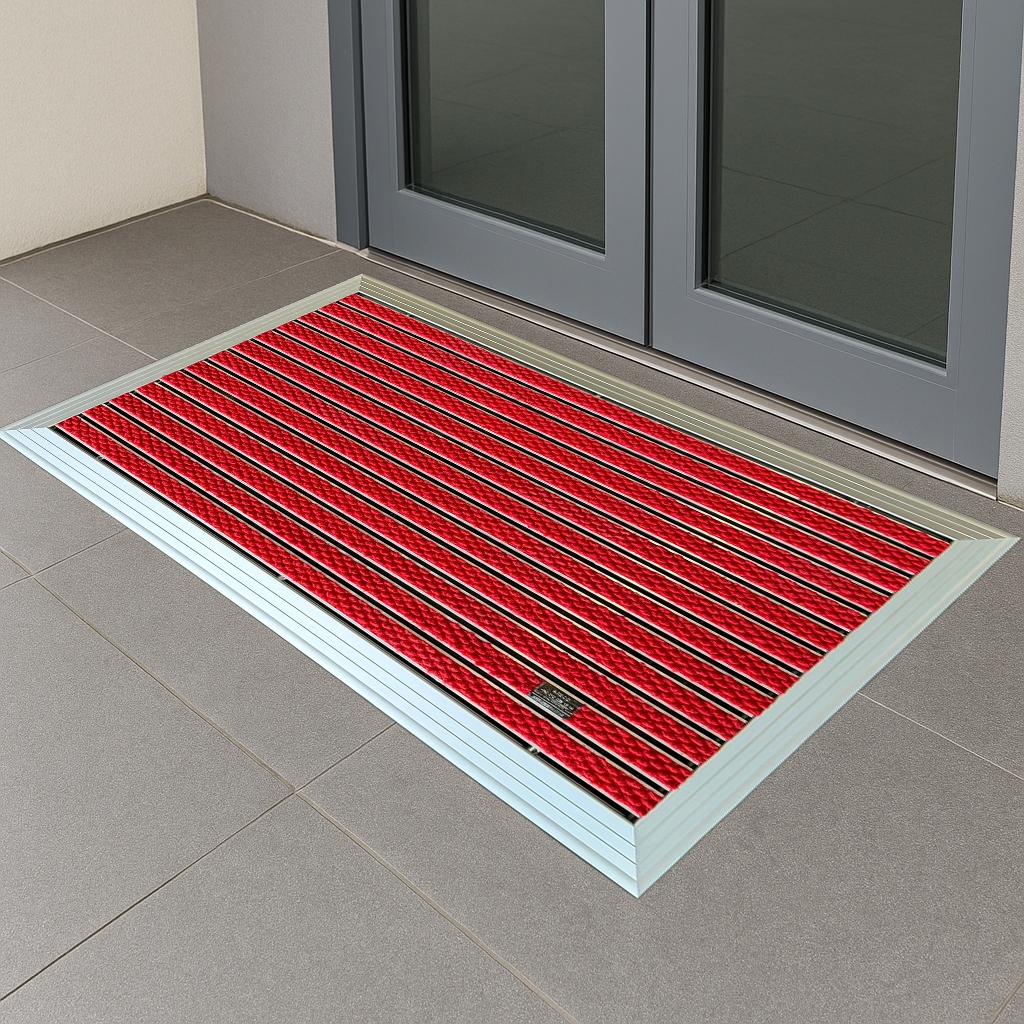 Artlines 20 mm Artnop Kırmızı Halı Yüzeyli 55x90 Alüminyum Paspas