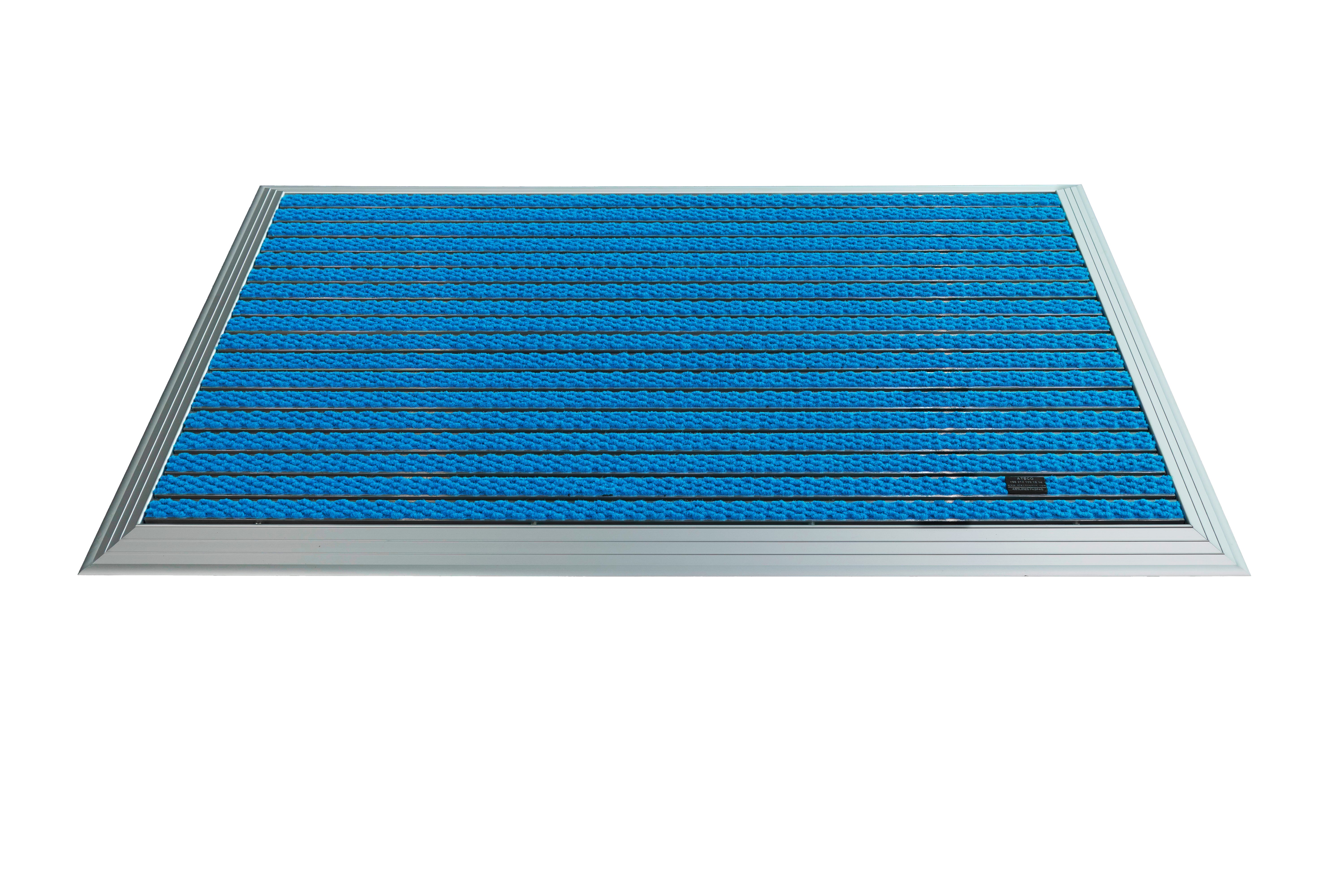 Artlines 20 mm Artnop Mavi Halı Yüzeyli 70x110 Alüminyum Paspas