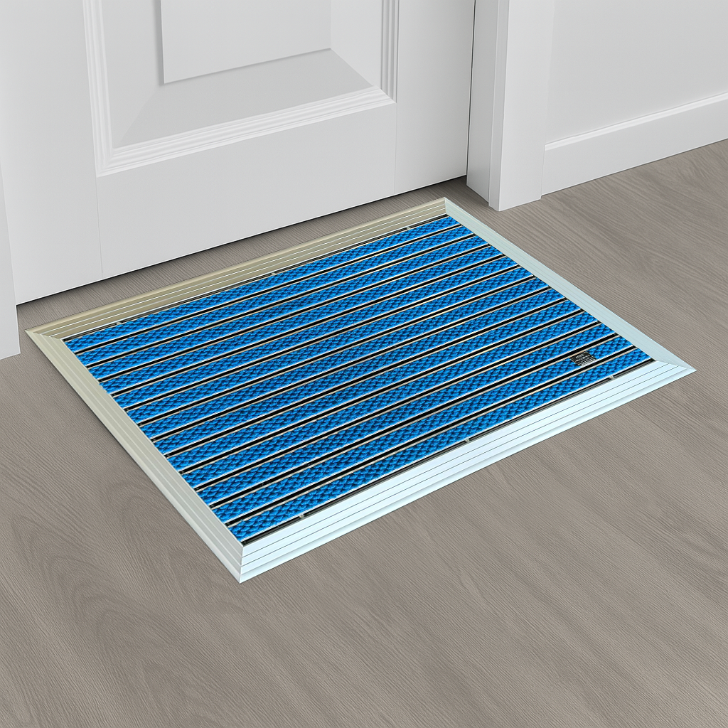 Artlines 20 mm Artnop Mavi Halı Yüzeyli 55x90 Alüminyum Paspas