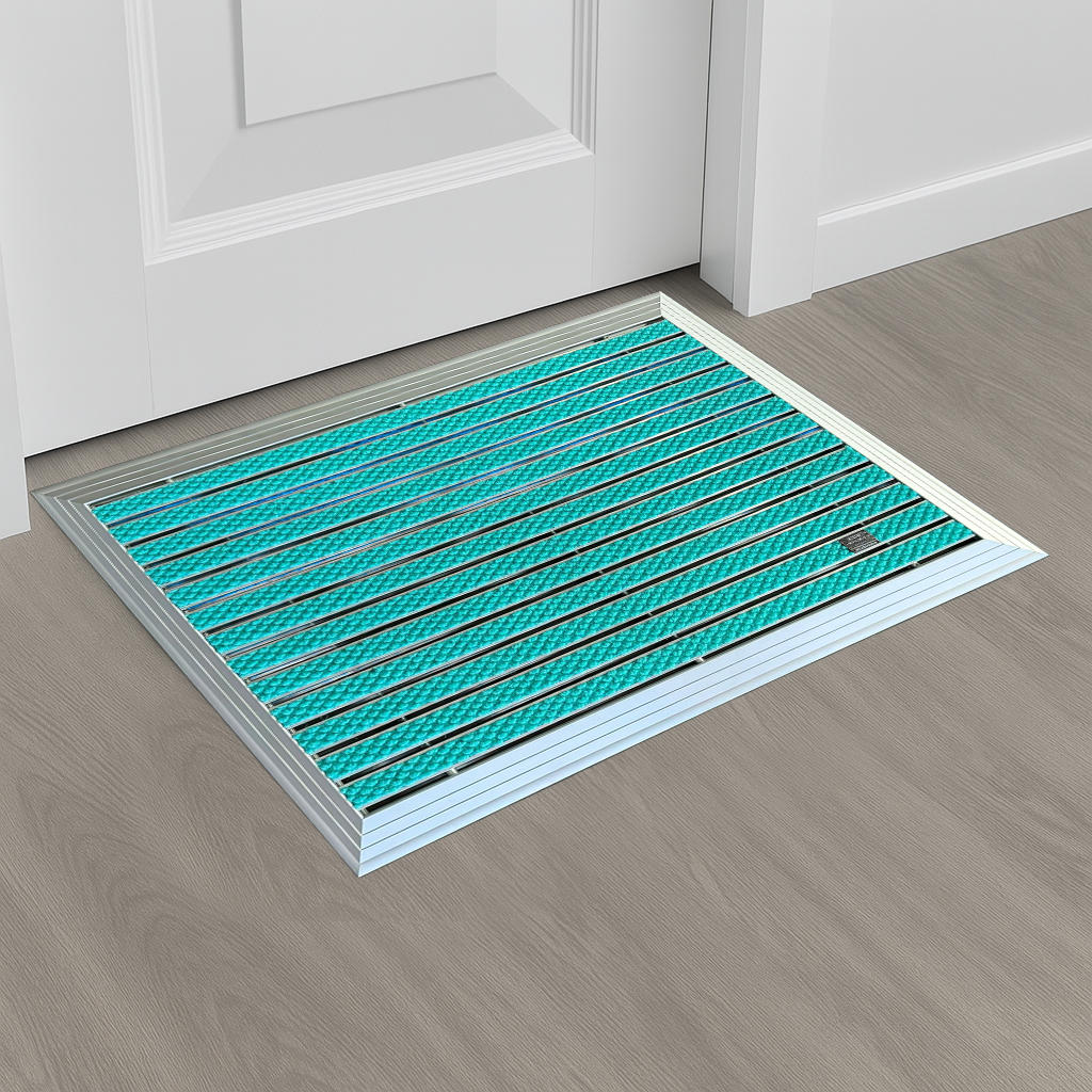 Artlines 20 mm Artnop Turkuaz Halı Yüzeyli 55x90 Alüminyum Paspas