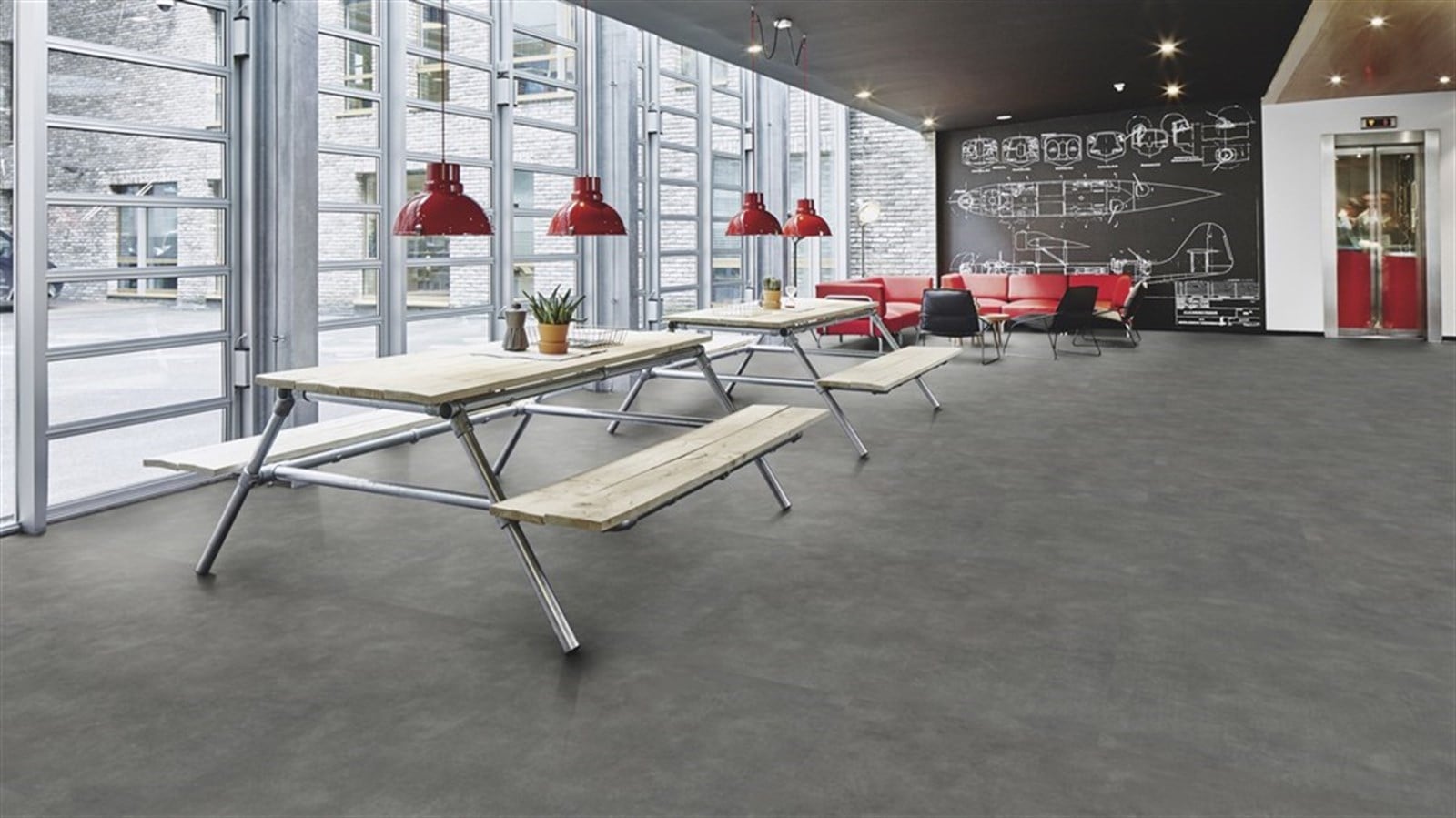 Flex Material 62512 Concrete Natural  Sök-Tak LVT 100*100 cm
