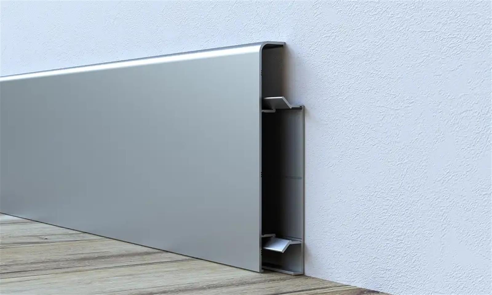 LATO 83 mm Alüminyum Süpürgelik Mat Eloksal Gümüş