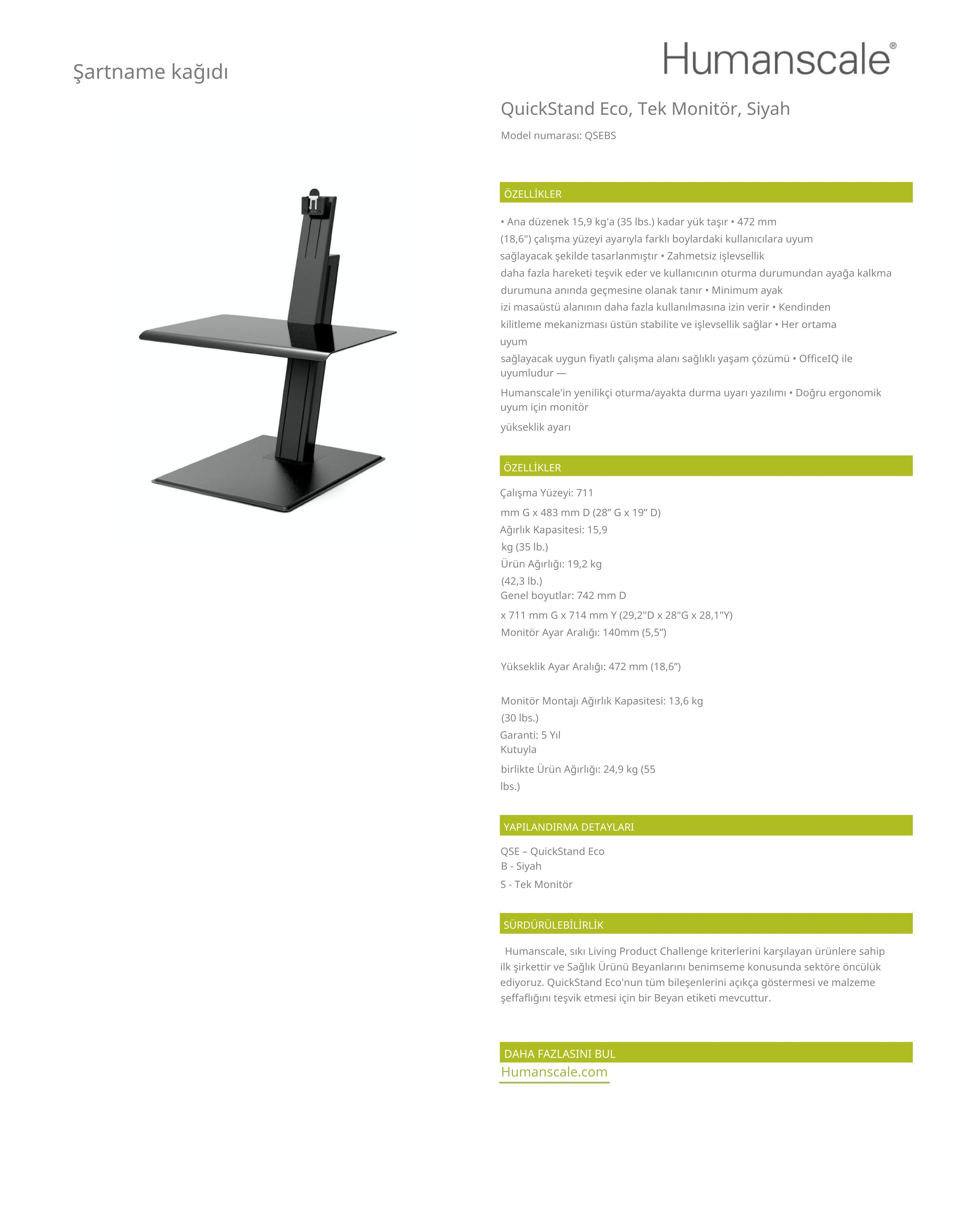 Quickstand Eco Çalışma Ünitesi