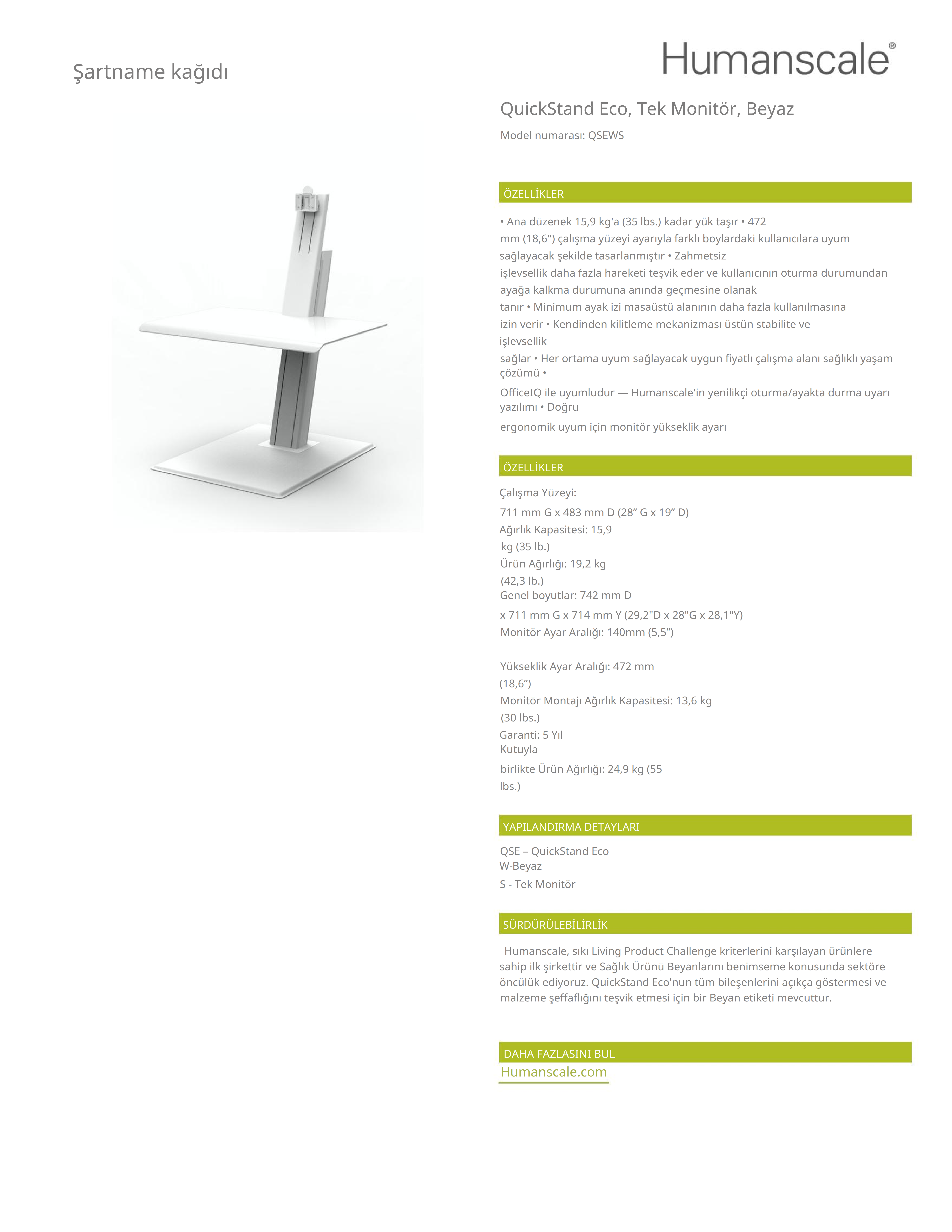 Quickstand Eco Çalışma Ünitesi