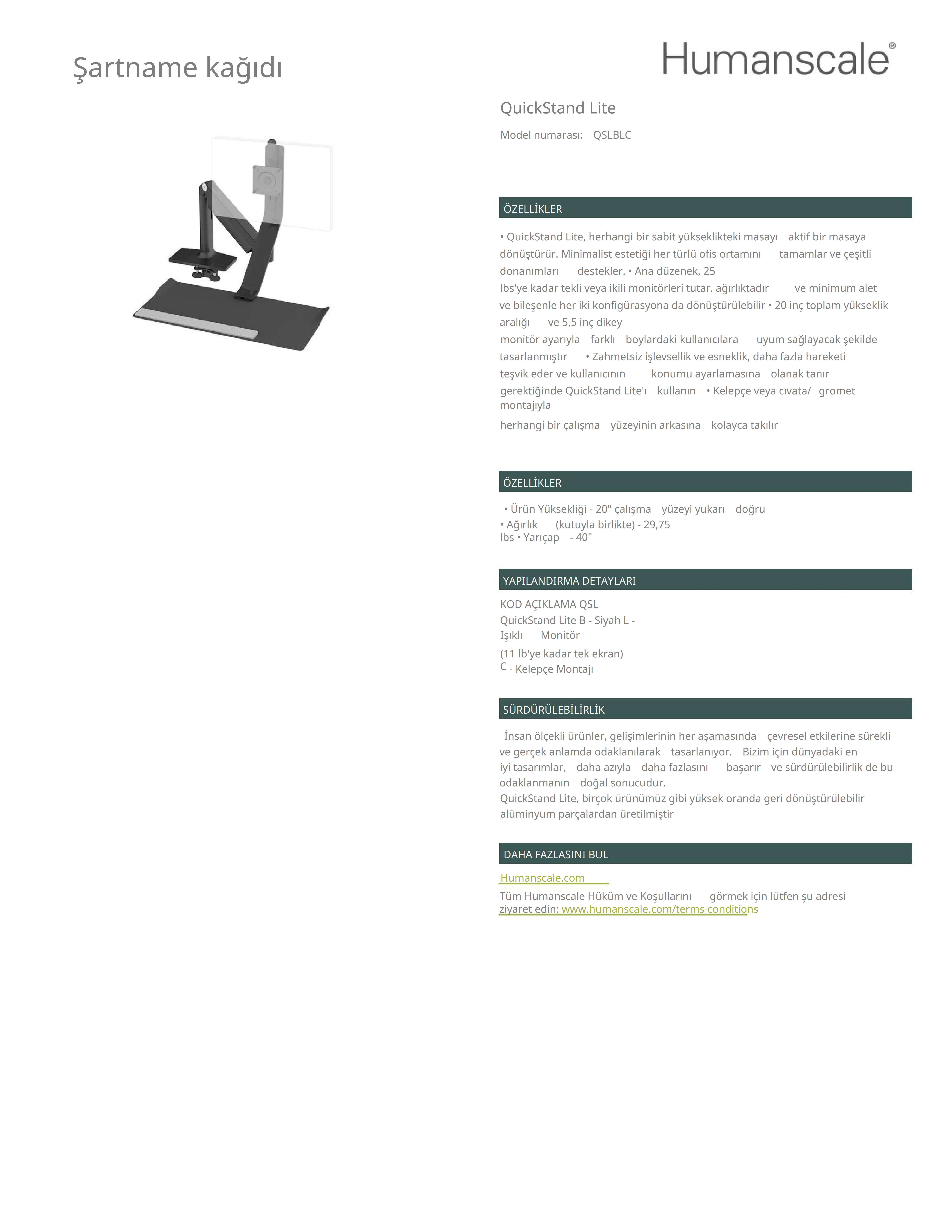 Quickstand Lite Çalışma Ünitesi