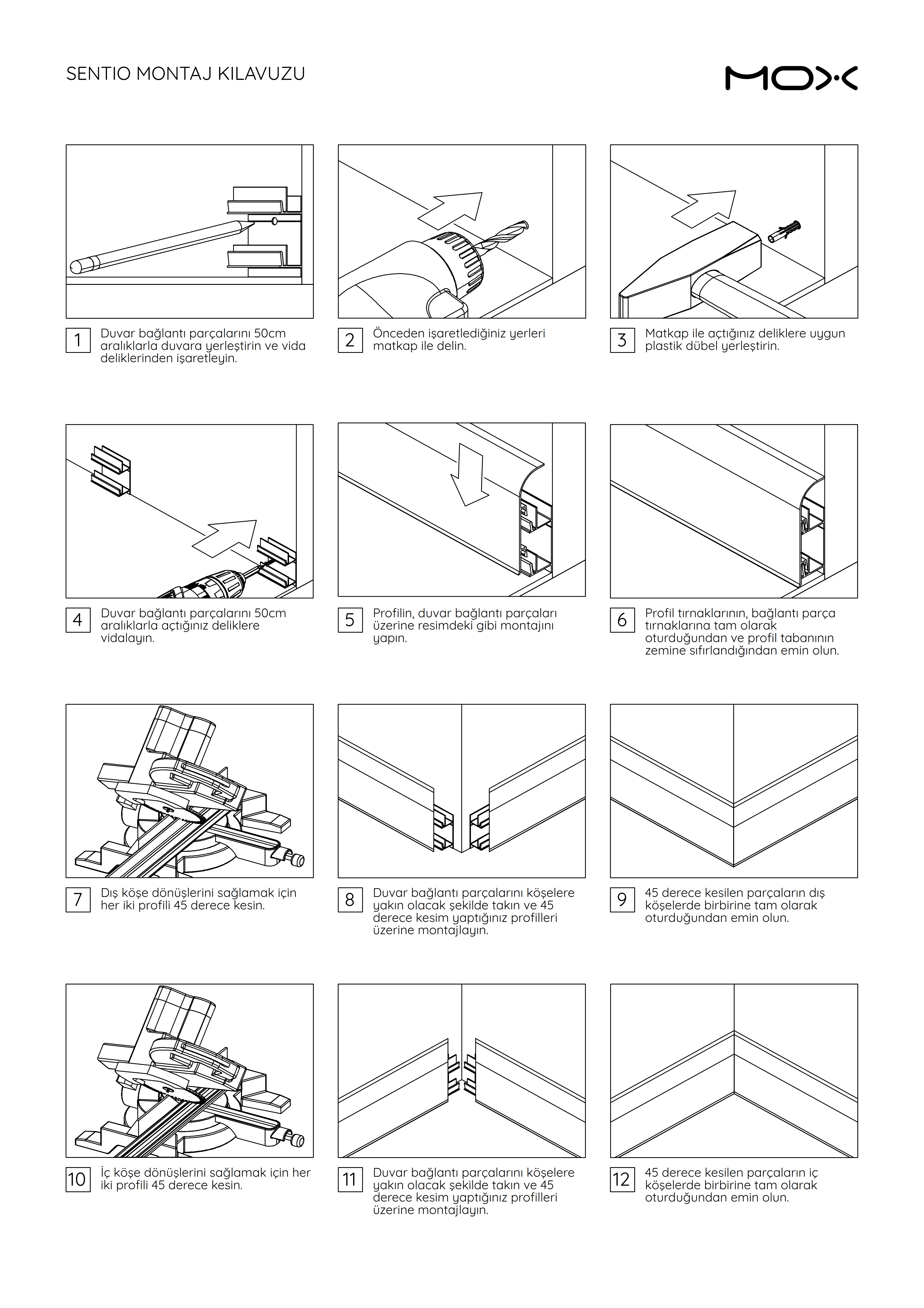 Sentio 80 mm Alüminyum Süpürgelik Mat Eloksal Gümüş