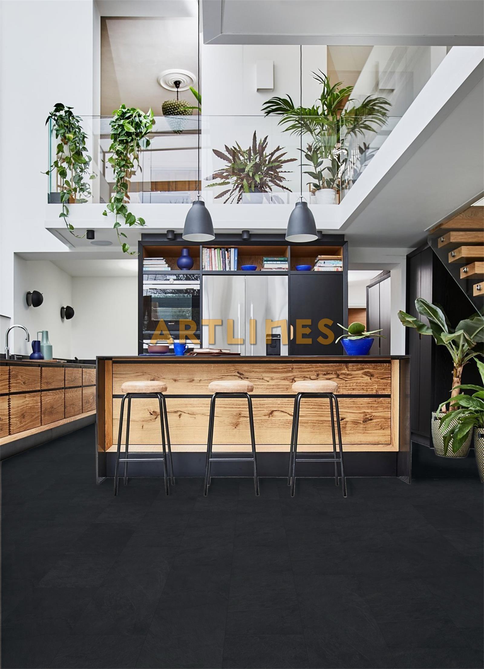 Stone 62407 Black Slate Yapıştırmalı LVT 50cm*75cm