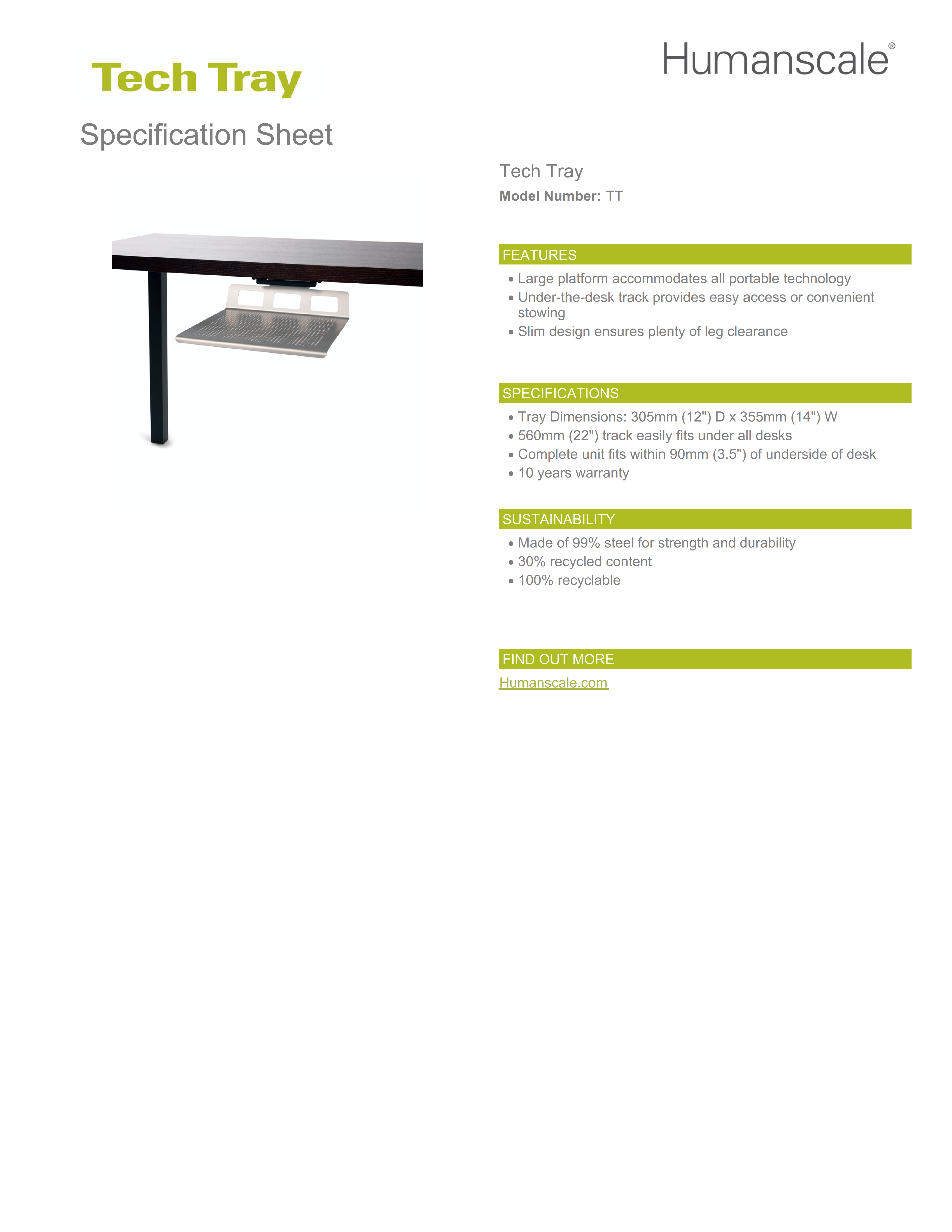 Tech Tray Masa Altı Laptop Tutucu - Gümüş