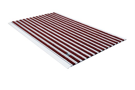 10 mm Kırmızı Rip Halı Yüzeyli 69*110 cm Alüminyum Paspas