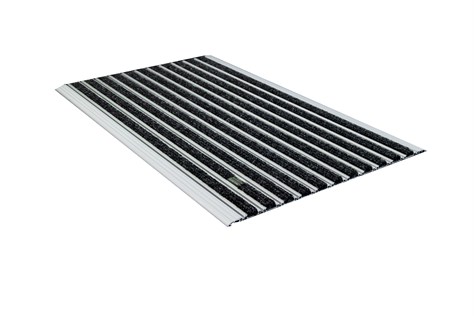 10 mm Siyah Rip Halı Yüzeyli 55*90 cm Alüminyum Paspas