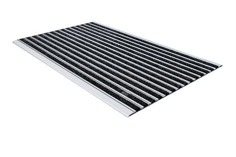 10 mm Siyah Rip Halı Yüzeyli 69*110 cm Alüminyum Paspas