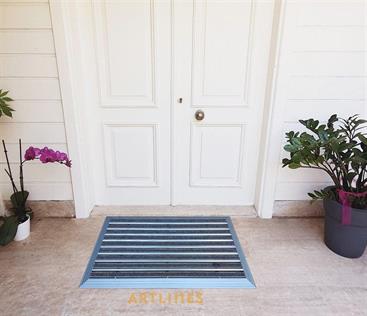 Artlines 20 mm 39x60 Gri Rip Halı + Sıyırıcı Yüzeyli Alüminyum Paspas