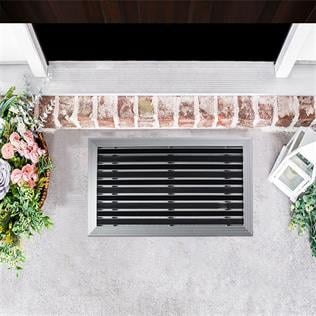 Artlines 20 mm 45X70 cm Kauçuk+Siyah Yuvarlak Fırça Yüzeyli Alüminyum Paspas