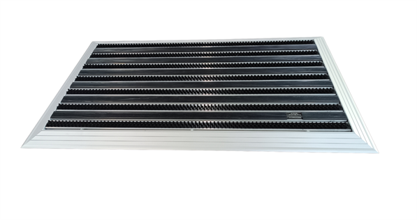 Artlines 20 mm 55X90 cm Kauçuk+Gri Yuvarlak Fırça Yüzeyli Alüminyum Paspas