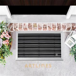 Artlines 20 mm 55X90 cm Kauçuk+Gri Yuvarlak Fırça Yüzeyli Alüminyum Paspas