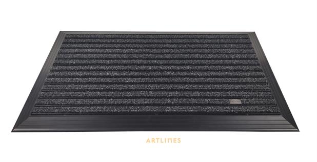 Artlines 20 mm 55x90 cm Siyah Rip Halı Yüzeyli Siyah Alüminyum Paspas