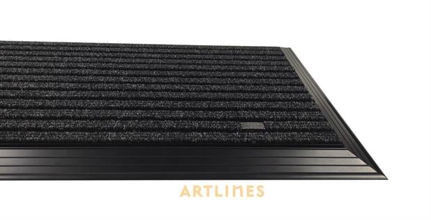 Artlines 20 mm 55x90 cm Siyah Rip Halı Yüzeyli Siyah Alüminyum Paspas