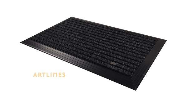 Artlines 20 mm 55x90 cm Siyah Rip Halı Yüzeyli Siyah Alüminyum Paspas