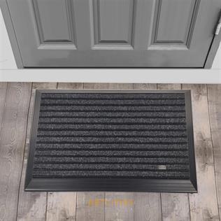 Artlines 20 mm 55x90 cm Siyah Rip Halı Yüzeyli Siyah Alüminyum Paspas