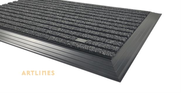 Artlines 20 mm 55x90 cm Siyah Rip Halı Yüzeyli Siyah Alüminyum Paspas