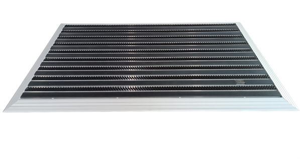 Artlines 20 mm 70X110 cm Kauçuk+Siyah Yuvarlak Fırça Yüzeyli Alüminyum Paspas