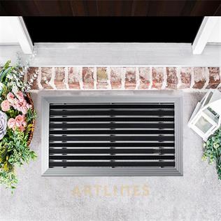 Artlines 20 mm 70X110 cm Kauçuk+Siyah Yuvarlak Fırça Yüzeyli Alüminyum Paspas