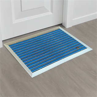 Artlines 20 mm Artnop Mavi Halı Yüzeyli 55x90 Alüminyum Paspas